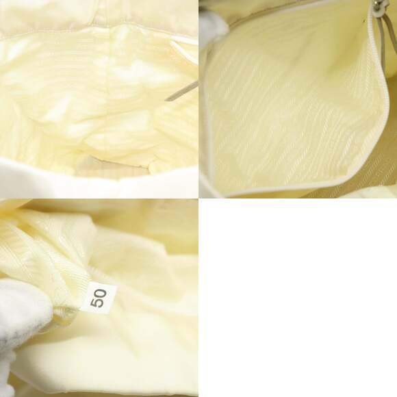 PRADA Hand Bag Nylon Cream Silver - Picture 12 of 12